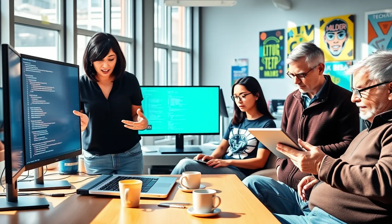 diverse software developers collaborating on Redwebzine Java framework in a modern workspace.